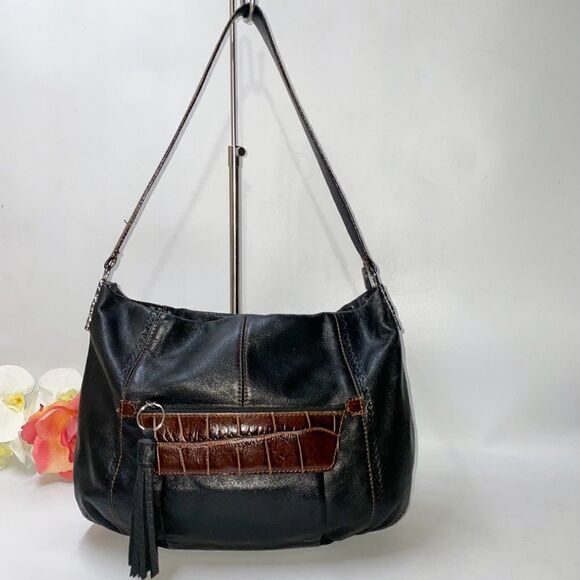 Brighton Two Tone Croc Embossed Leather Shoulder Bag Medium - Picture 1 of 12